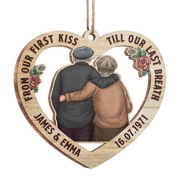 Custom First Kiss Anniversary Gifts for Couples - Personalized Ornament