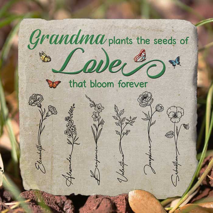Grandma Plants Love Garden Decor - Garden Stone