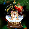 Meowy Woofmas - Dog & Cat Personalized Custom Ornament - Acrylic Snow Globe Shaped - Christmas Gift For Pet Owners, Pet Lovers