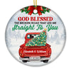 God Blessed The Broken Road That Led Me Straight To You - Personalized Custom Round Shaped Ceramic Christmas Ornament - Gift For Couple, Husband Wife, Anniversary, Engagement, Wedding, Marriage Gift, Christmas Gift