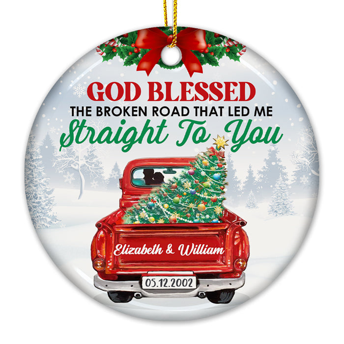 Custom Name Broken Road Christmas Gifts for Couples - Personalized Ornament