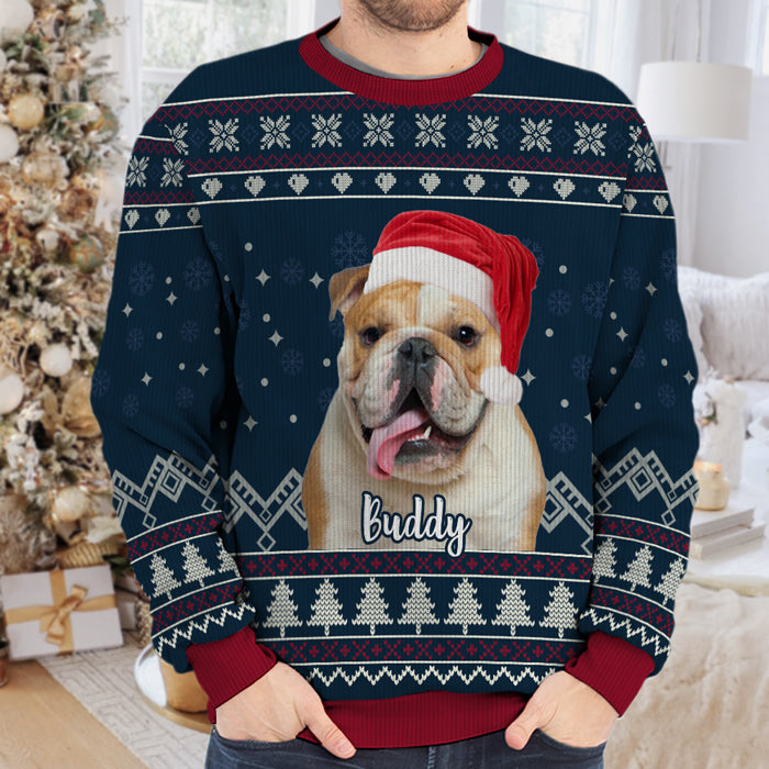 Pet Bless You This Christmas - Dog & Cat Personalized Custom Ugly Sweatshirt - Unisex Wool Jumper - Upload Image, Christmas Gift For Pet Owners, Pet Lovers