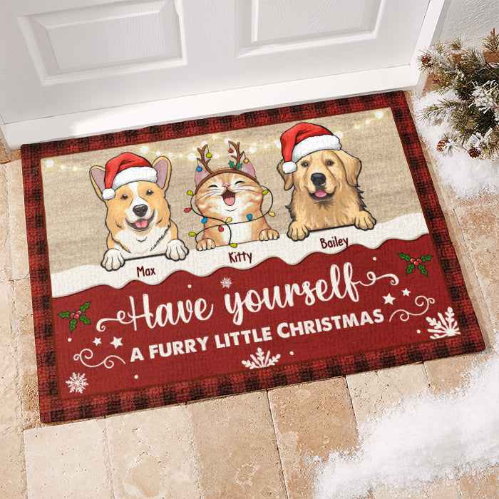 Custom Name Christmas Pet Gifts for Dog and Cat Lovers - Personalized Doormat