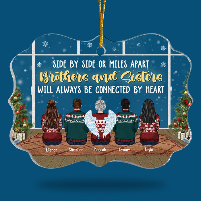 Brothers And Sisters Will Always Be Connected By Heart - Personalized Custom Benelux Shaped Acrylic Christmas Ornament - Gift For Siblings, Christmas Gift