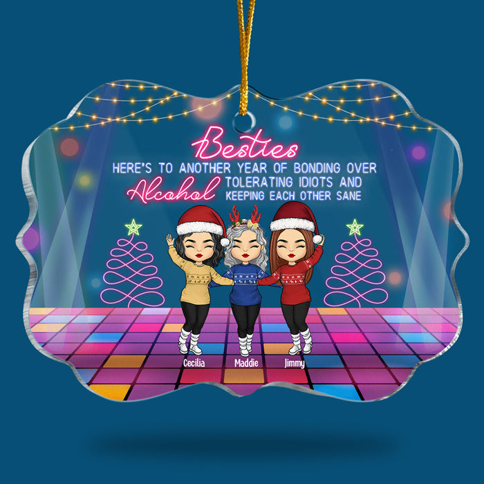 Another Year Of Bonding Over Alcohol - Personalized Custom Benelux Shaped Acrylic Christmas Ornament - Gift For Bestie, Best Friend, Sister, Birthday Gift For Bestie And Friend, Christmas Gift