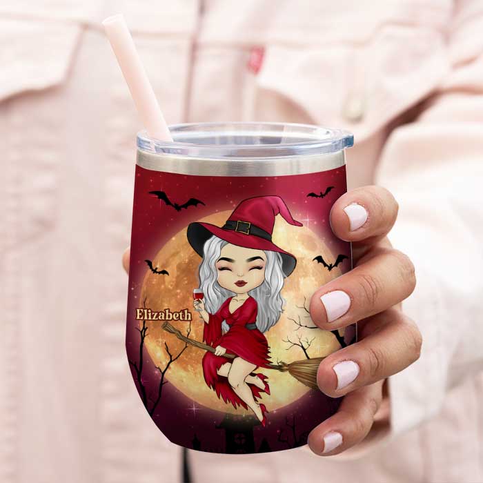 Still A Good Witch Until Run Out Of Wine - Personalized Witch Wine Tumbler - Gift For Witches, Gift For Yourself, Halloween Gift
