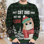 Custom Name Christmas Gifts for Cat Dads - Personalized Sweatshirt