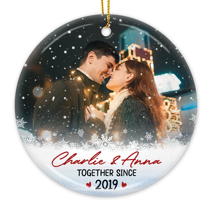 Custom Photo Couple Christmas Gifts - Personalized Ornament