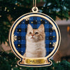 Here Comes Santa Paws - Personalized Custom Round Shaped Wood Photo Christmas Ornament - Upload Image, Gift For Pet Lovers, Christmas Gift