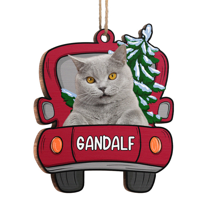 Woof You A Merry Christmas, Parents - Personalized Custom Car Shaped Wood Photo Christmas Ornament - Upload Image, Gift For Pet Lovers, Christmas Gift