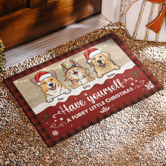 Custom Name Christmas Pet Gifts for Dog and Cat Lovers - Personalized Doormat