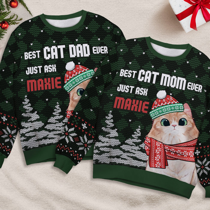 Custom Name Christmas Gifts for Cat Dads - Personalized Sweatshirt