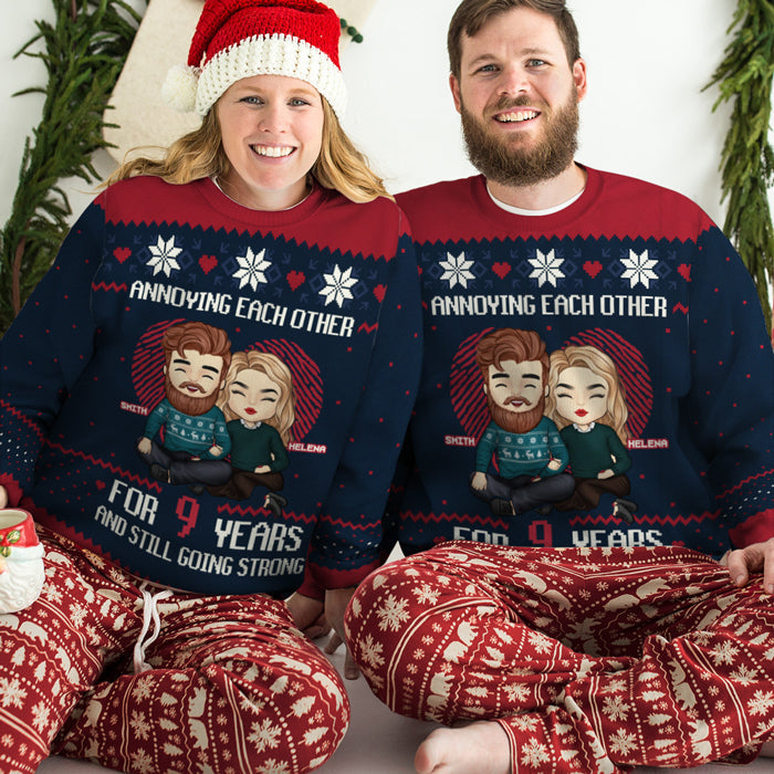 Still Going Strong - Personalized Custom Unisex Ugly Christmas Sweatshirt, Wool Sweatshirt, All-Over-Print Sweatshirt - Gift For Couple, Husband Wife, Anniversary, Engagement, Wedding, Marriage Gift, Christmas Gift