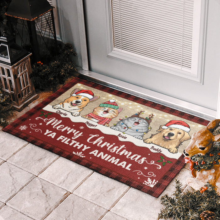 Merry Christmas, Ya Filthy Animal - Dog & Cat Personalized Custom Decorative Mat -  Christmas Gift For Pet Owners, Pet Lovers