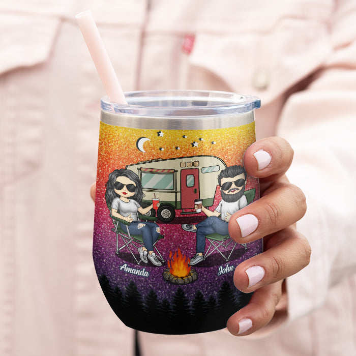 Custom Name Camping Wanderlust Gifts - Personalized Wine Tumbler