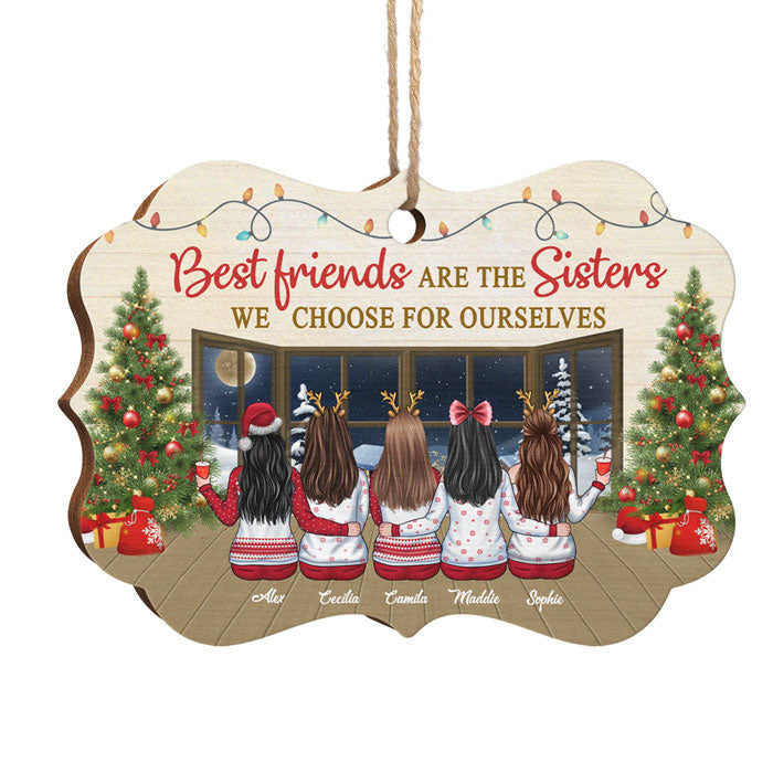 Bestfriends Are Also Sisters - Personalized Custom Benelux Shaped Wood Christmas Ornament - Gift For Bestie, Best Friend, Sister, Birthday Gift For Bestie And Friend, Christmas Gift