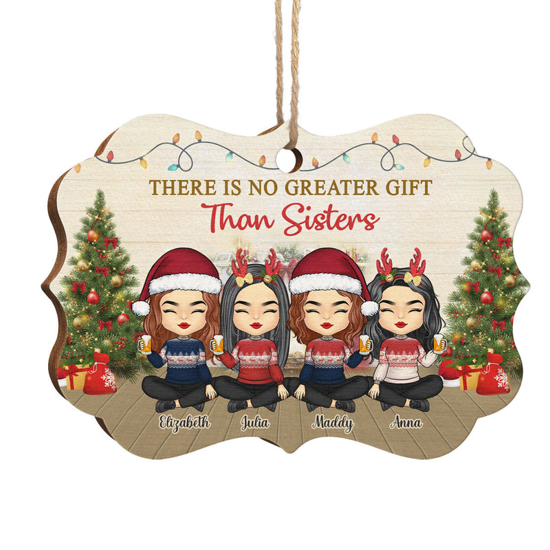 Nothing Is Greater Than Sisters - Personalized Custom Benelux Shaped Wood Christmas Ornament - Gift For Bestie, Best Friend, Sister, Birthday Gift For Bestie And Friend, Christmas Gift
