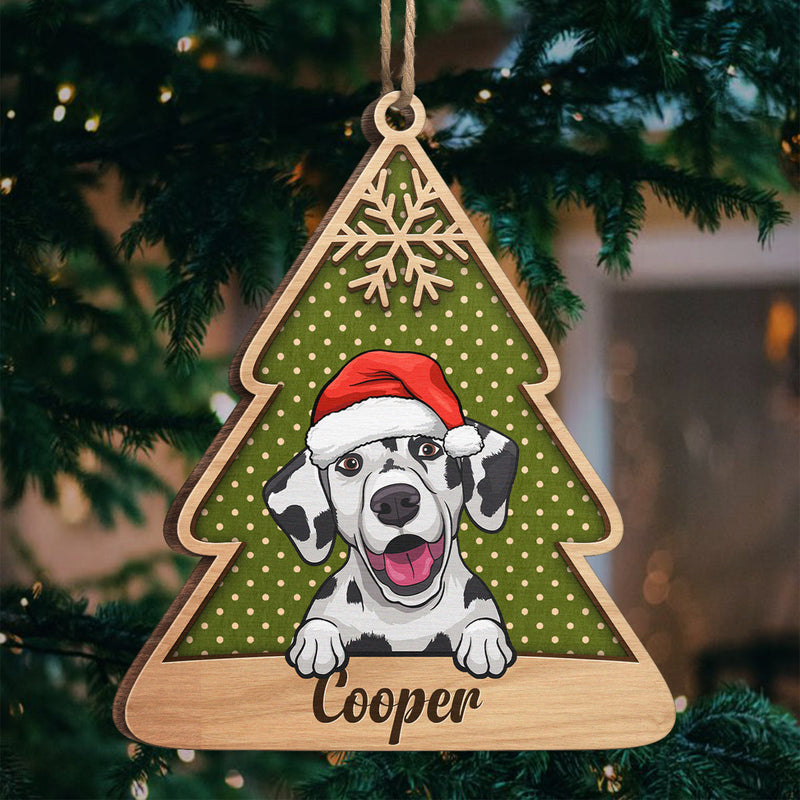 Under The Christmas Tree - Personalized Custom Christmas Tree Shaped Wood Christmas Ornament - Gift For Pet Lovers, Christmas Gift