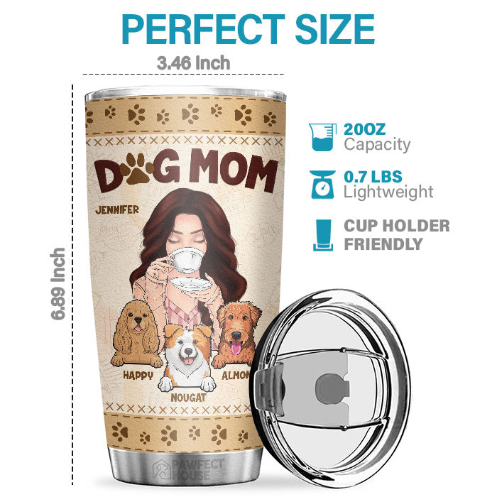 Dog Mom, Coffee & Dogs Make The World Go Round - Personalized Tumbler - Gift For Dog Lovers, Dog Owners, Dog Gift, Gift For Pet Lovers
