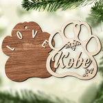 Paw Print Love Christmas Decor - 2 Layers Ornament