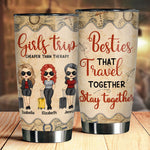 Custom Name Girls Trip Travel Gifts for Besties - Personalized Tumbler