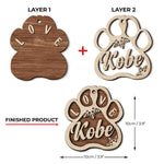 Paw Print Love Christmas Decor - 2 Layers Ornament