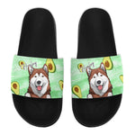 Custom Name Husky Avocado Gifts for Dog Lovers - Personalized Slide Sandals