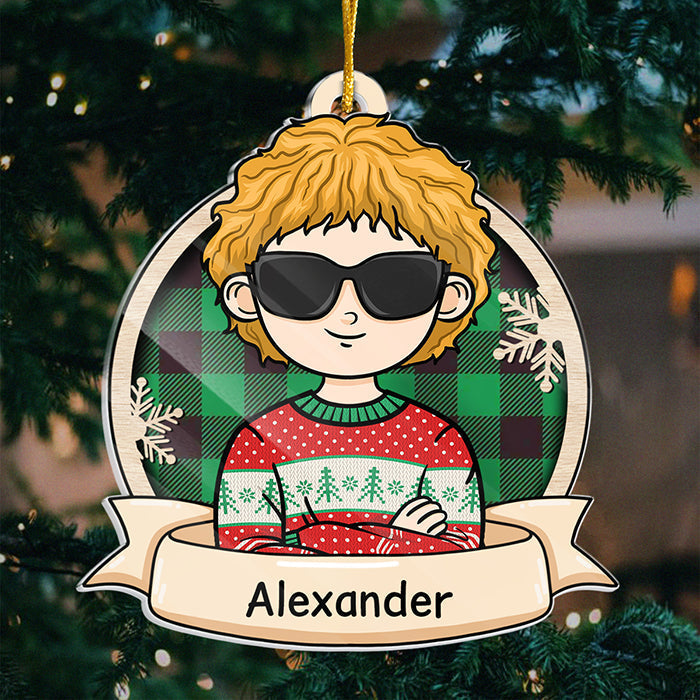 Cool Kids Celebrate Christmas - Personalized Custom Acrylic Shaped Christmas Ornament - Gift For Family, Christmas Gift