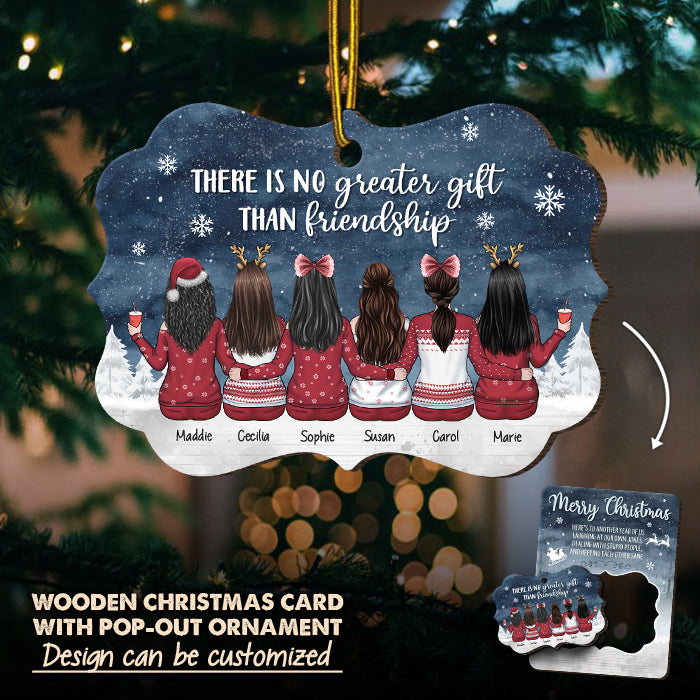 To My Besties Here’s To Another Year Of Us - Personalized Christmas Wooden Card With Pop Out Ornament - Gift For Bestie, Best Friend, Sister, Birthday Gift For Bestie And Friend, Christmas Gift