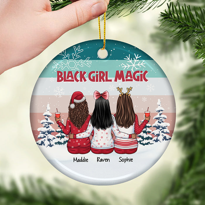 Custom Name Black Girl Magic Christmas Gifts for Girls - Personalized Ornament