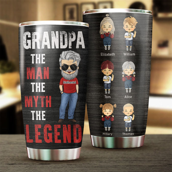Custom Name Grandpa Gifts for Grandchildren - Personalized Tumbler