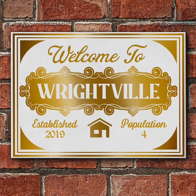 Custom Town Welcome Sign for New Homeowners - Personalized Metal Sign