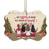 We Are Not Sisters By Blood But Sisters By Heart - Personalized Custom Benelux Shaped Wood Christmas Ornament - Gift For Bestie, Best Friend, Sister, Birthday Gift For Bestie And Friend, Christmas Gift