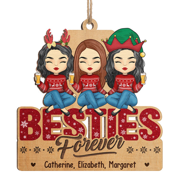 Custom Name Besties Gifts for Best Friends - Personalized Ornament