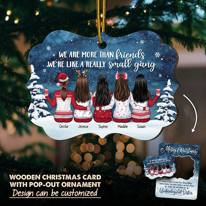 Custom Name Unbiological Sister Christmas Gifts - Personalized Pop Out Ornament Card