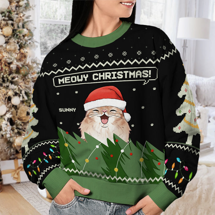 Custom Name Christmas Cat Gifts for Cat Lovers - Personalized Sweatshirt