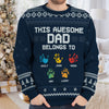 This Awesome Dad Belongs To - Personalized Custom Unisex Ugly Christmas Sweatshirt, Wool Sweatshirt, All-Over-Print Sweatshirt -  Gift For Dad, Christmas Gift