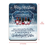 Custom Name Unbiological Sister Christmas Gifts - Personalized Pop Out Ornament Card