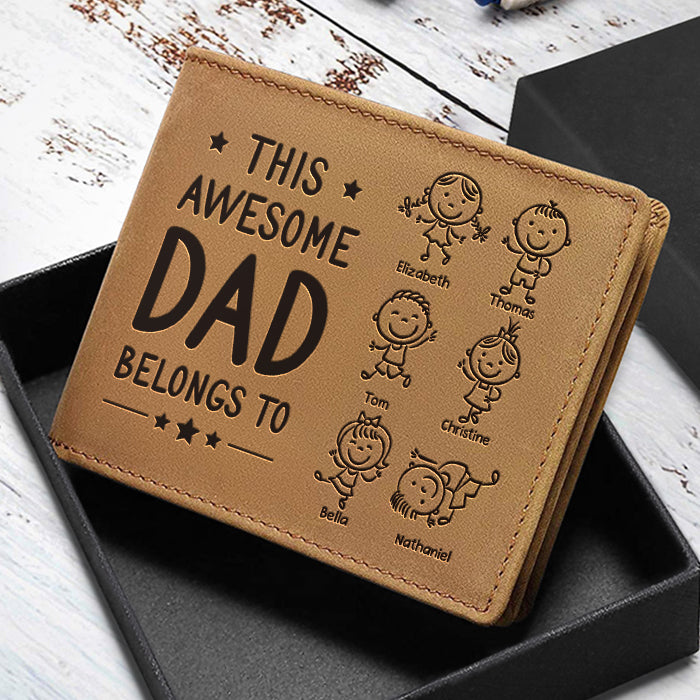 Custom Name Gifts for Dad - Personalized Leather Wallet