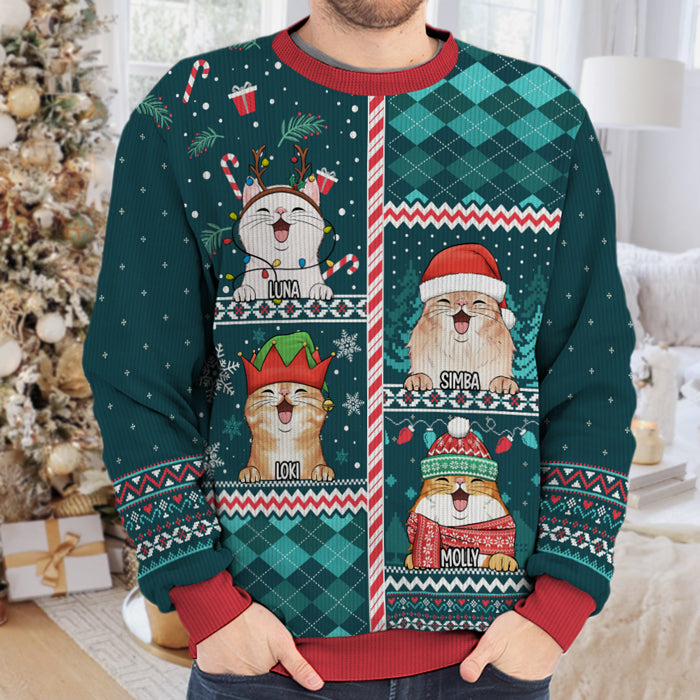 Meow You A Merry Christmas - Cat Personalized Custom Ugly Sweatshirt - Unisex Wool Jumper - Christmas Gift For Pet Owners, Pet Lovers