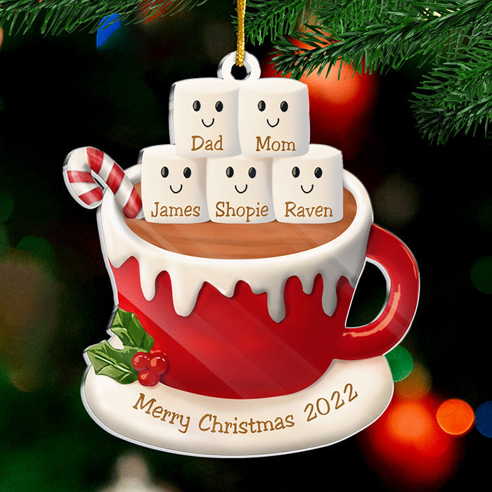 Hot Cocoa And Marshmallows - Personalized Custom Acrylic Shaped Christmas Ornament - Gift For Family, Christmas Gift