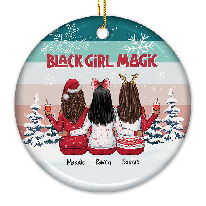 Custom Name Black Girl Magic Christmas Gifts for Girls - Personalized Ornament