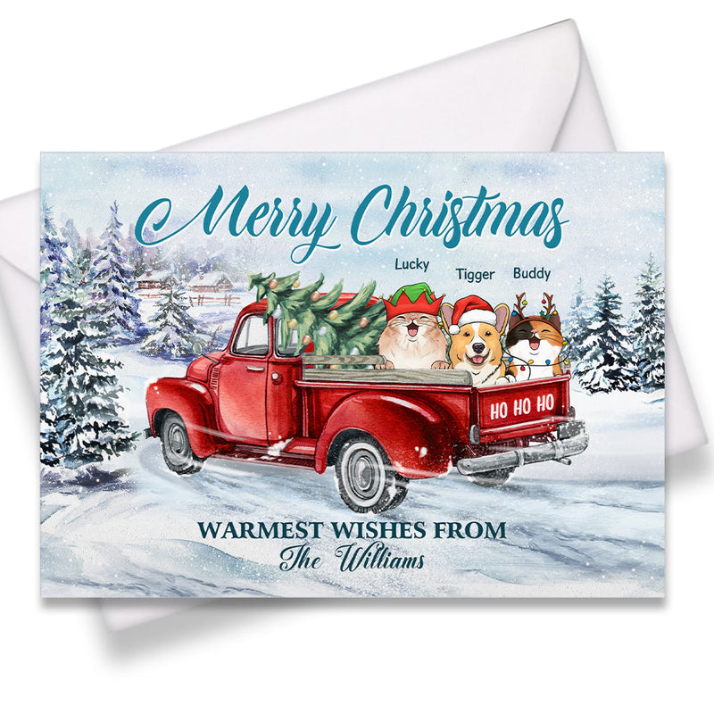 Warmest Wishes From Family - Personalized Custom Christmas Postcard, Christmas Card, Greeting Cards - Gift For Pet Lovers, Christmas Gift