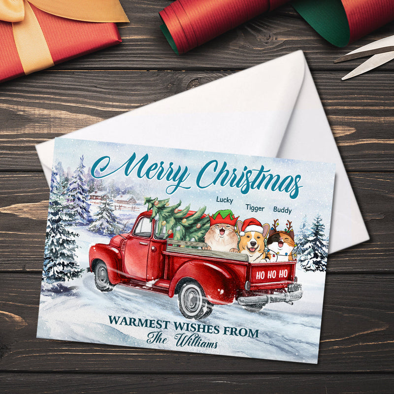 Warmest Wishes From Family - Personalized Custom Christmas Postcard, Christmas Card, Greeting Cards - Gift For Pet Lovers, Christmas Gift