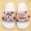 This Human Belongs To - Personalized Slide Sandals, Slippers - Gift For Pet Lovers