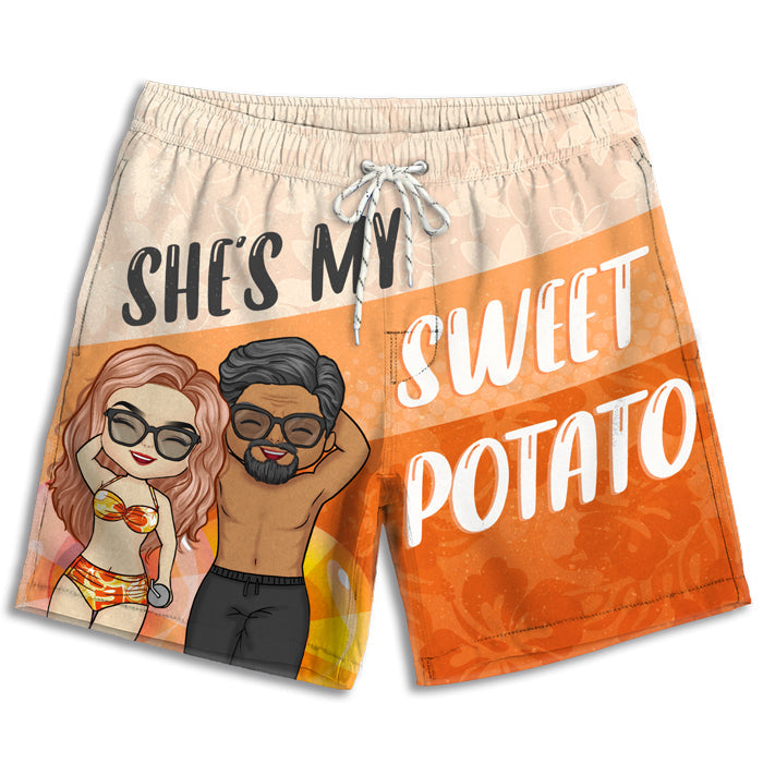 Sweet Potato Matching Couple Beach Gifts - Couple Beach Shorts