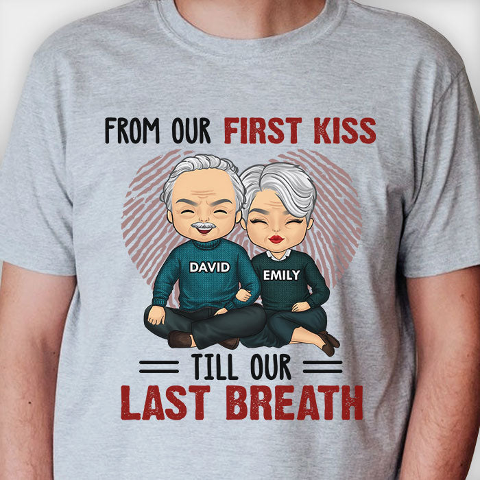 From Our First Kiss Till Our Last Breath - Personalized Unisex T-shirt, Hoodie, Sweatshirt - Gift For Couple, Husband Wife, Anniversary, Engagement, Wedding, Marriage Gift