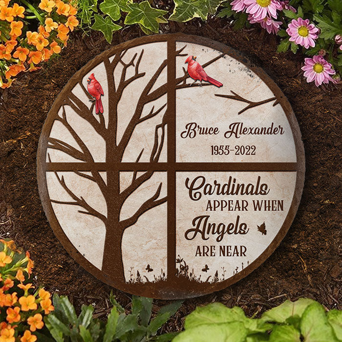 Cardinals Appear We Know Angels Are Near - Personalized Memorial Stone, Human Grave Marker - Memorial Gift, Sympathy Gift