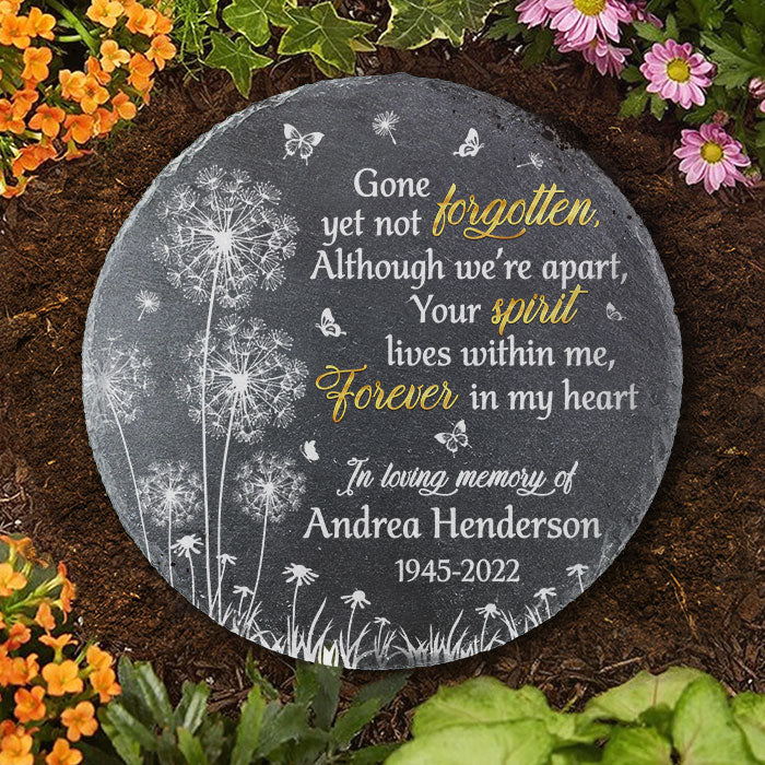Although We Are Apart, Your Spirit Lives Within Me - Personalized Memorial Stone, Human Grave Marker - Memorial Gift, Sympathy Gift