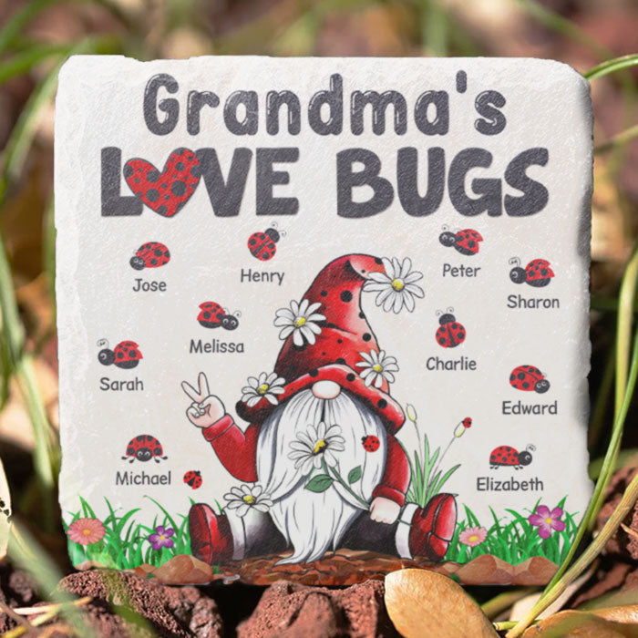 Grandma's Love Bugs - Personalized Garden Stone - Gift For Grandma, Grandparents